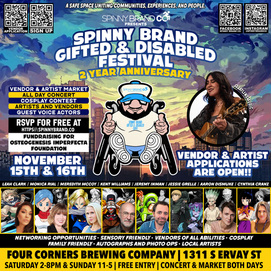 RSVP for FREE General Admission to the November Spinny Brand Gifted & Disabled Festival