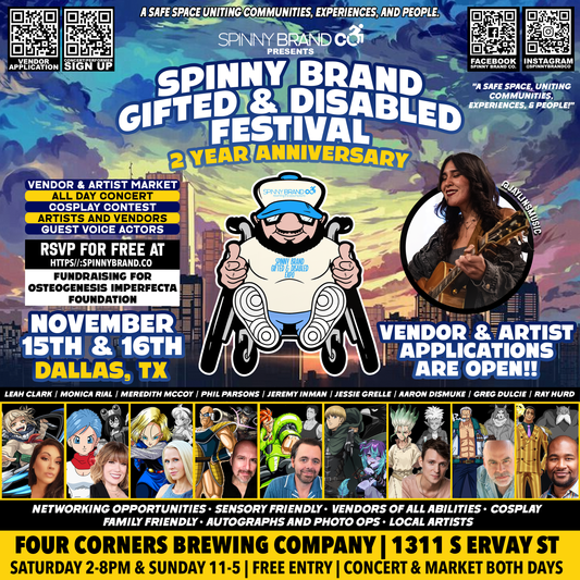 RSVP for FREE General Admission to the November Spinny Brand Gifted & Disabled Festival