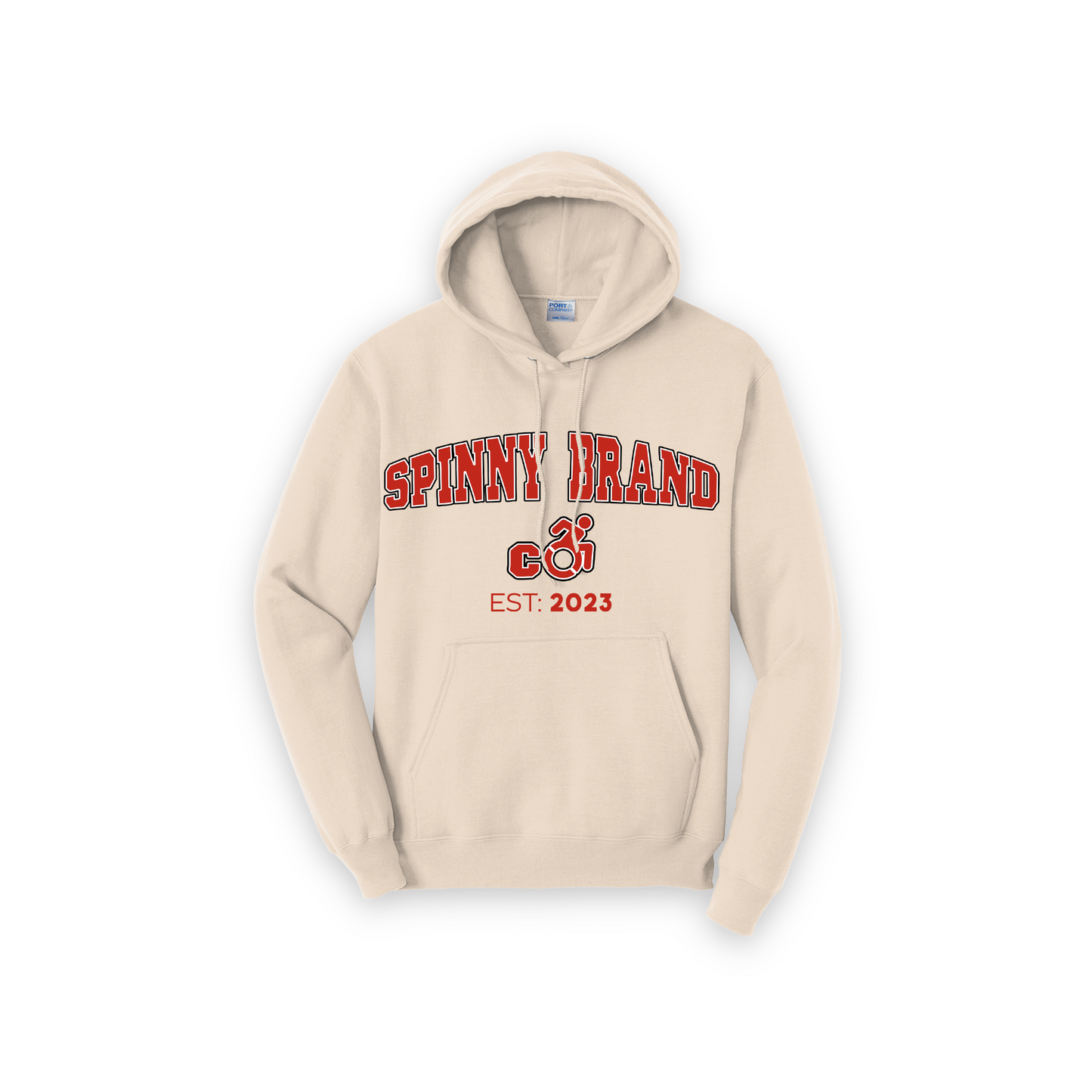 SPINNY BRAND CO. NATURAL w/ RED COLLEGE HOODIE