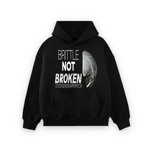 SPINNY BRAND CO. “BRITTLE NOT BROKEN” BLACK HOODIE